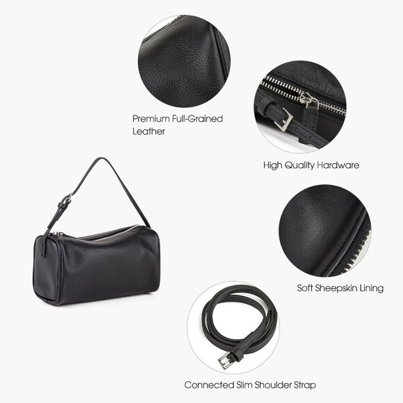 🆕Women Black Premium Full Grained Leather Crossbody Adjustable Strap Bag - Picture 8 of 10